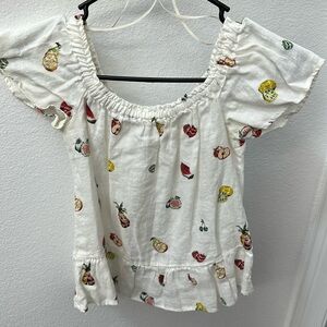 Zara Linen Fruit Blouse